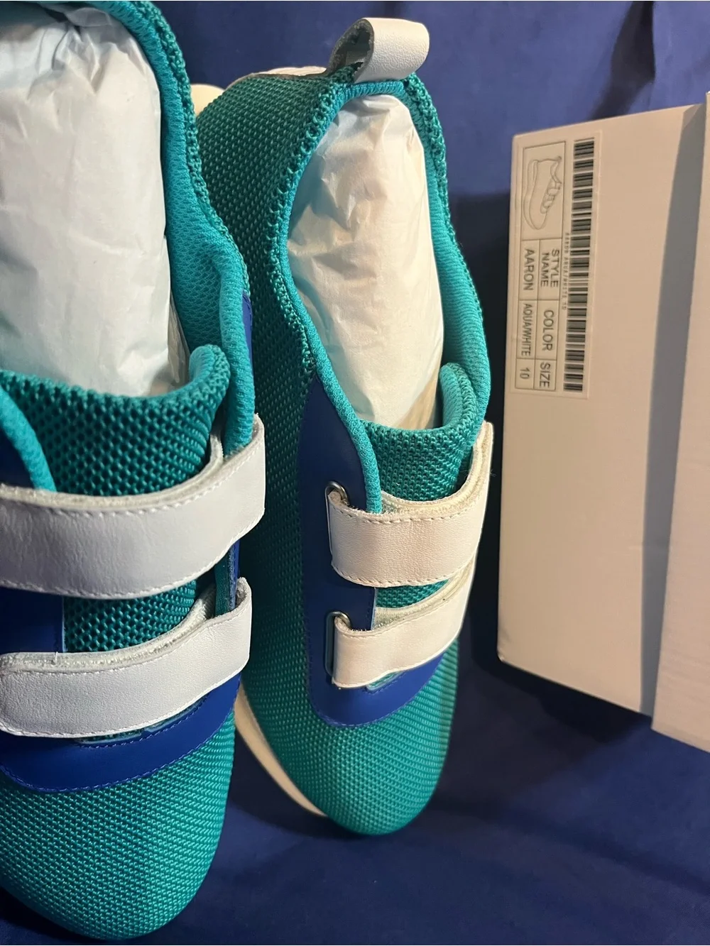 BLADES, Aaron, Aqua White Blue, Men's Velcro Strap Sneakers Size 10 NWT Box